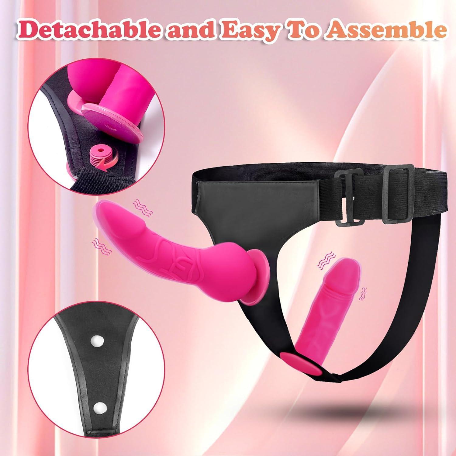 Adjustable Strapless Strap On Harness with Dual Realistic Dildos - Xoxomoving