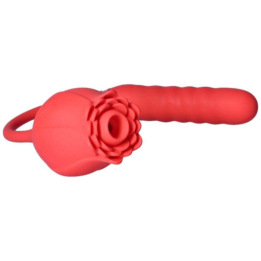 Air Pulse Rose and Ribbed Dildo Vibrator - Dual Pleasure Toy - Xoxomoving