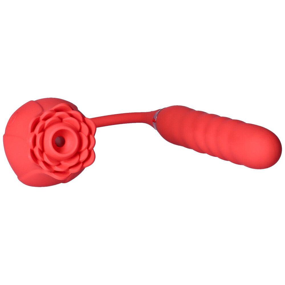 Air Pulse Rose and Ribbed Dildo Vibrator - Dual Pleasure Toy - Xoxomoving