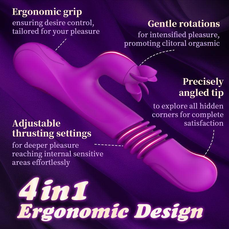 Aiya - 7 Rotating 3 Vibration Telescopic Heating Vibrator for Clitoral and G-spot Stimulation - Xoxomoving