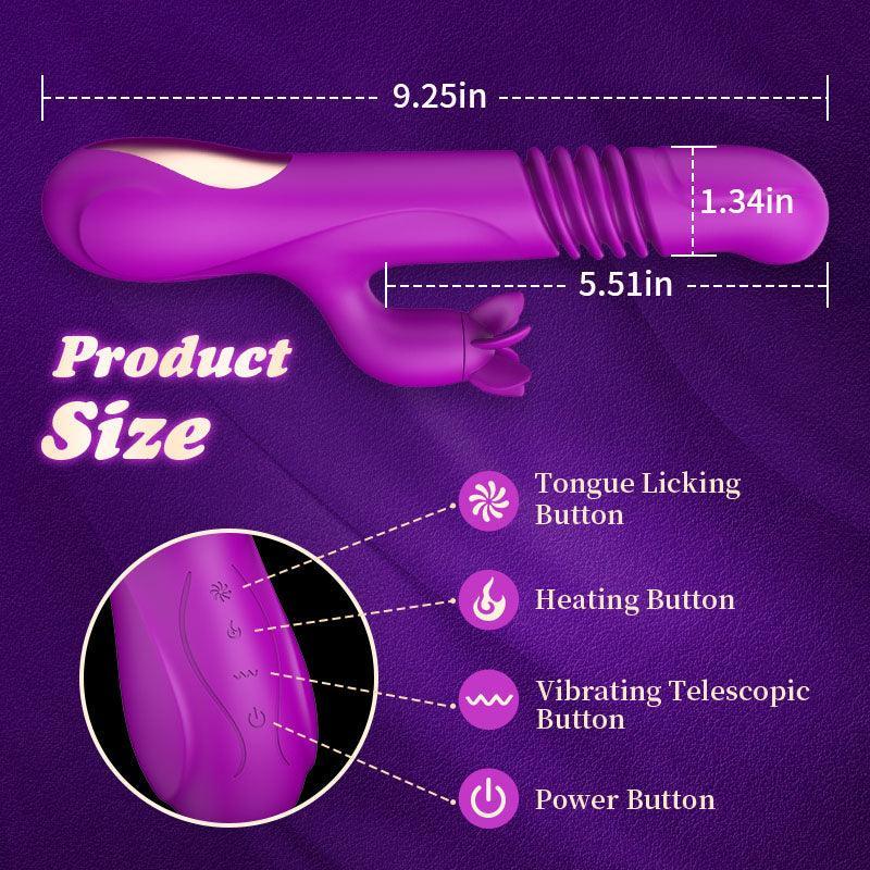 Aiya - 7 Rotating 3 Vibration Telescopic Heating Vibrator for Clitoral and G-spot Stimulation - Xoxomoving