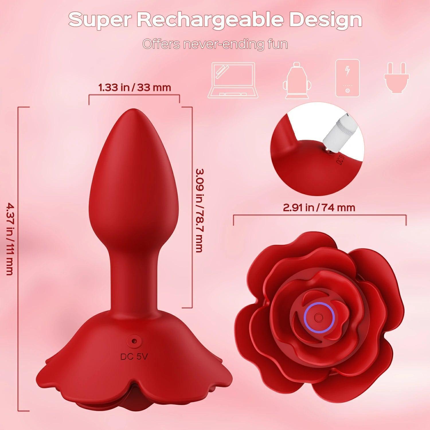 Alice Remote-Controlled Rose Butt Plug - Xoxomoving