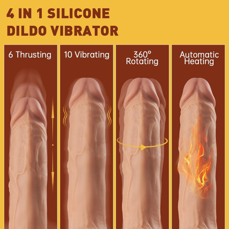 Allovers 6-Inch 10 Vibrating 6 Telescoping Rotating Heating Lifelike Silicone Dildo - Xoxomoving