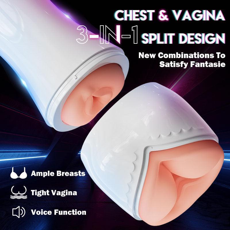 Allure 3 IN 1 Split Design 5 Sucking 7 Vibrating Automatic Masturbator - Xoxomoving