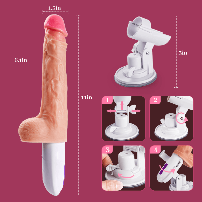 Arny Multi-angles 8 Thrusting Rotating Vibrating Heating Remote Control Dildo Machine 11 Inch - Xoxomoving