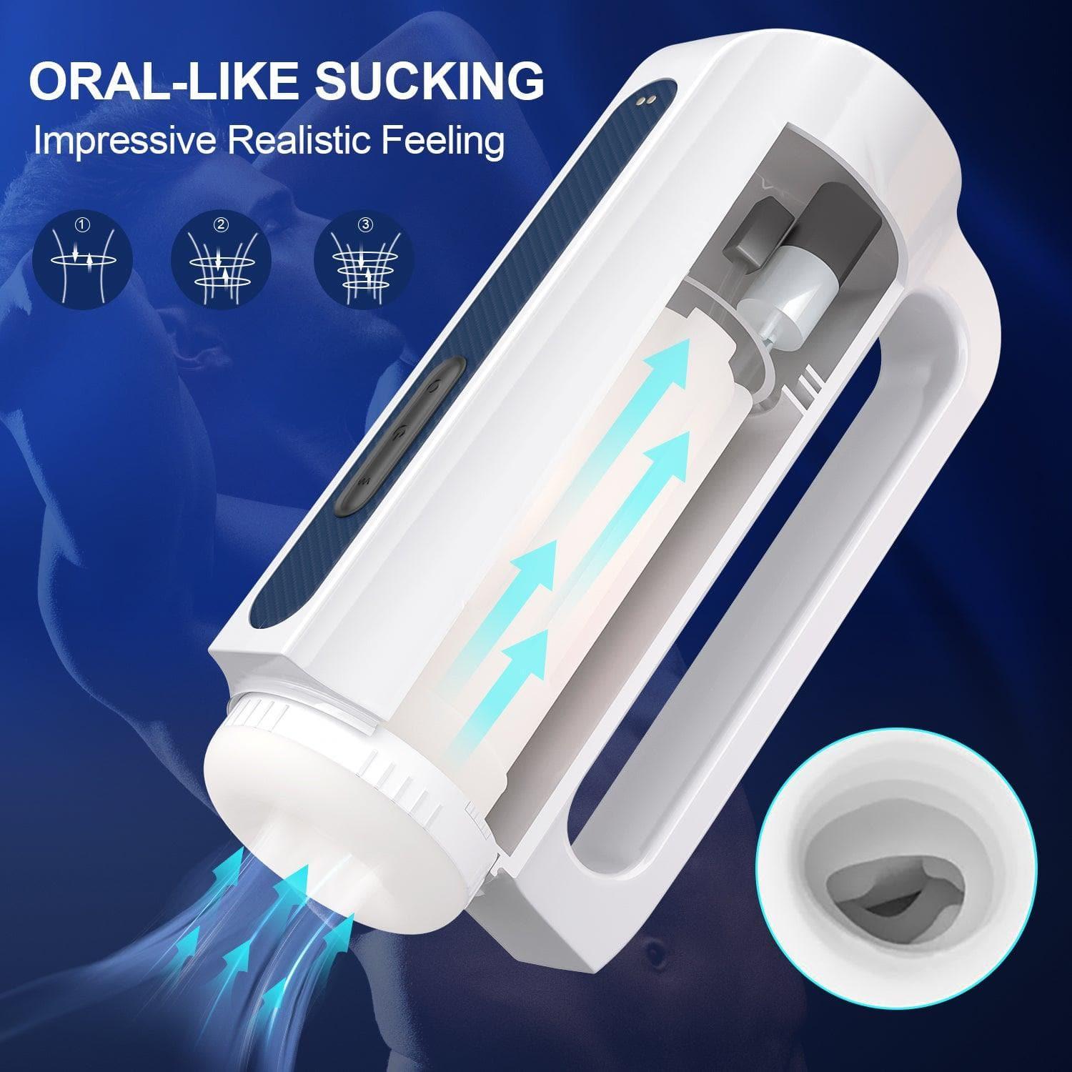 Automatic Sucking & Vibrating Male Masturbator Cup - 7.5” with Handle - Xoxomoving