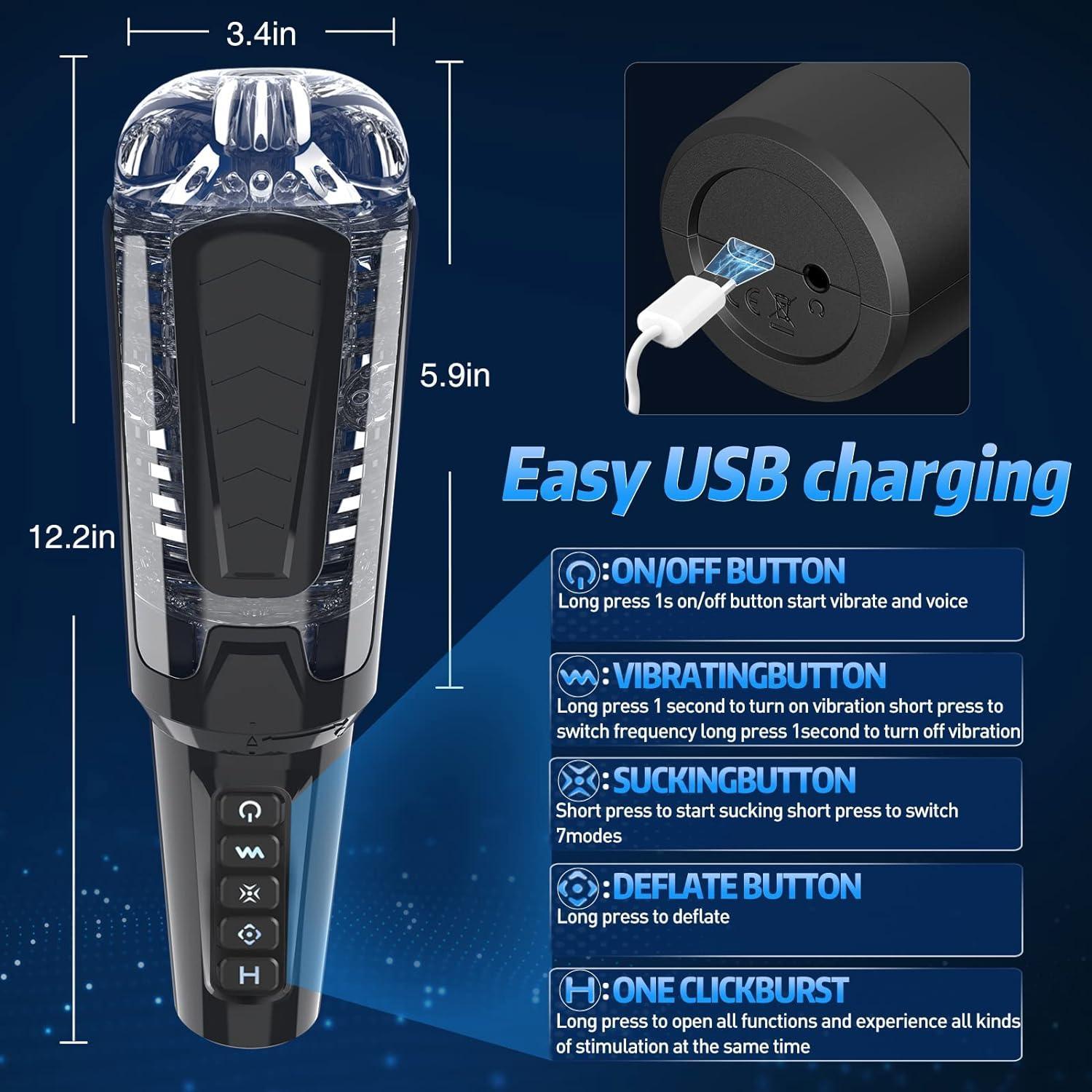 Automatic Sucking Male Masturbator - 10 Vibration & 4 Suction Modes - Xoxomoving