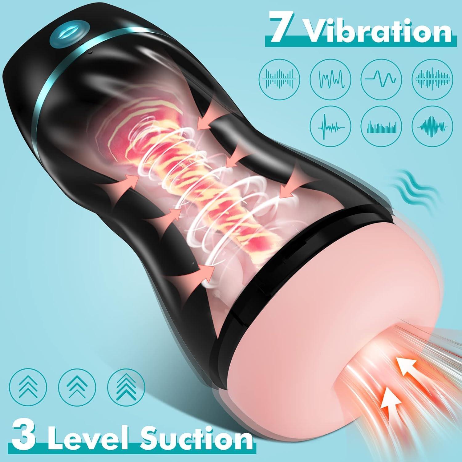 Automatic Sucking Male Masturbator - 7 Vibrations, 3 Suction Modes, USB Rechargeable - Xoxomoving