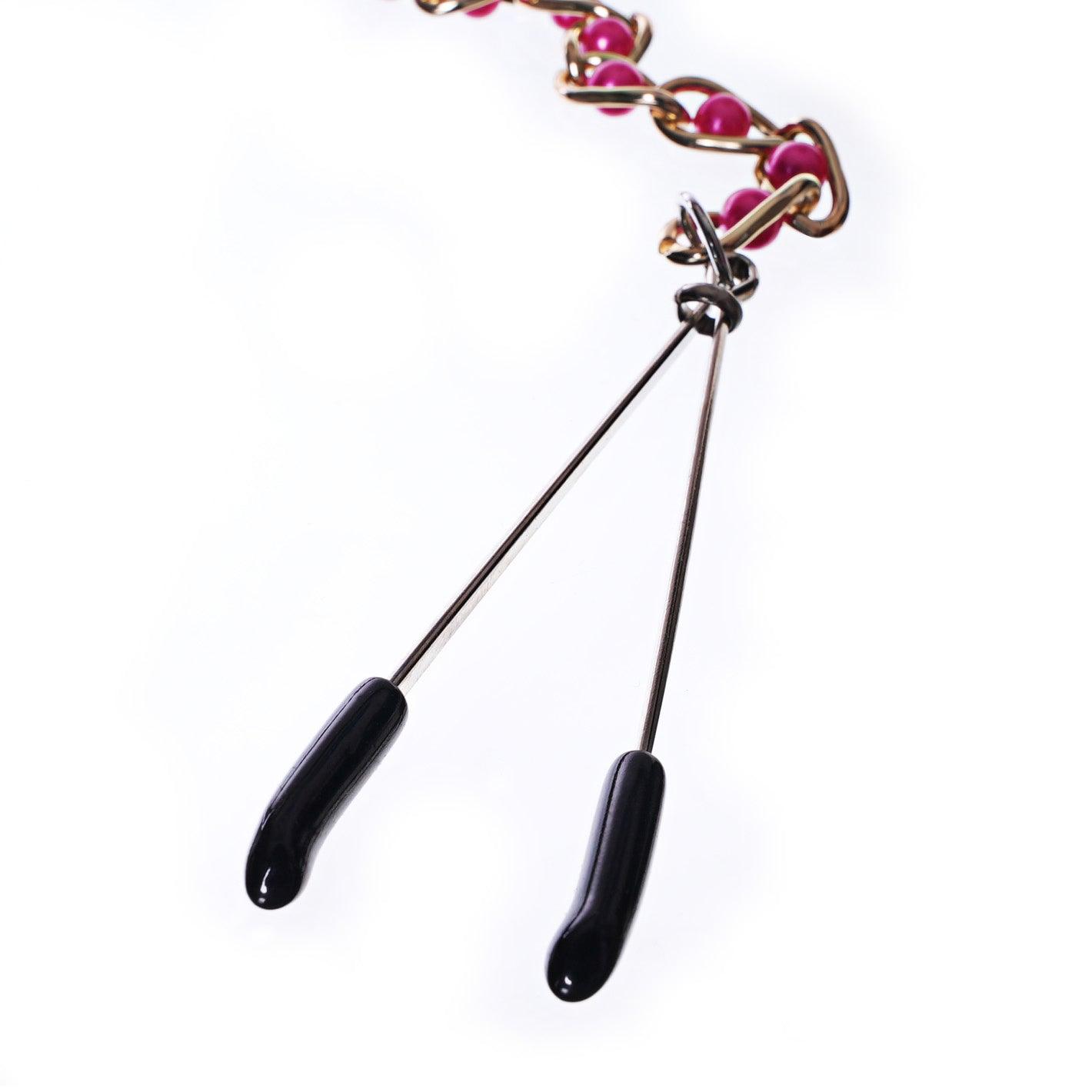 Nipple Clamps with Red Ball Chain By Kink - Xoxomoving