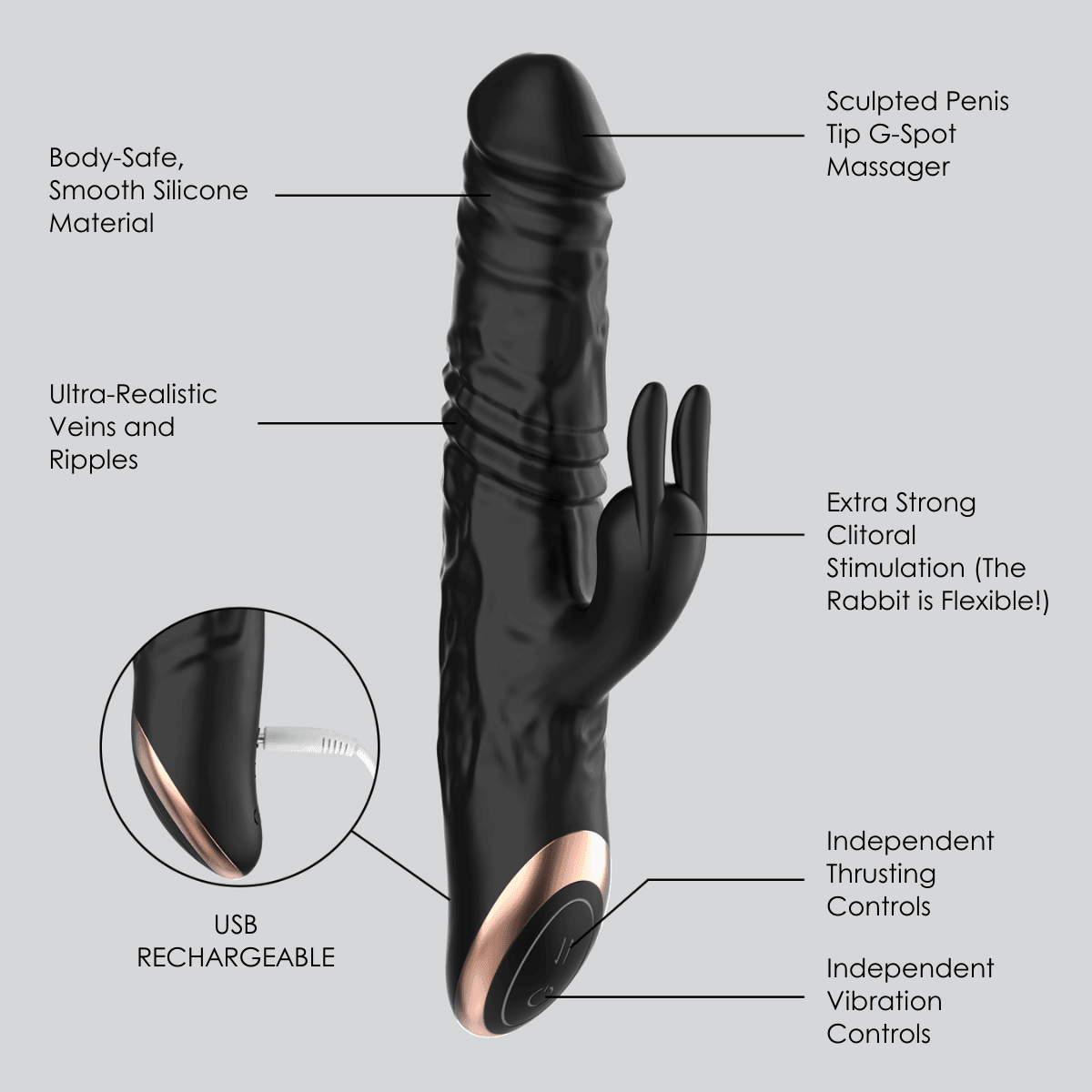 Bato Plus Veined Thrusting & Vibrating Rabbit Machine - Xoxomoving