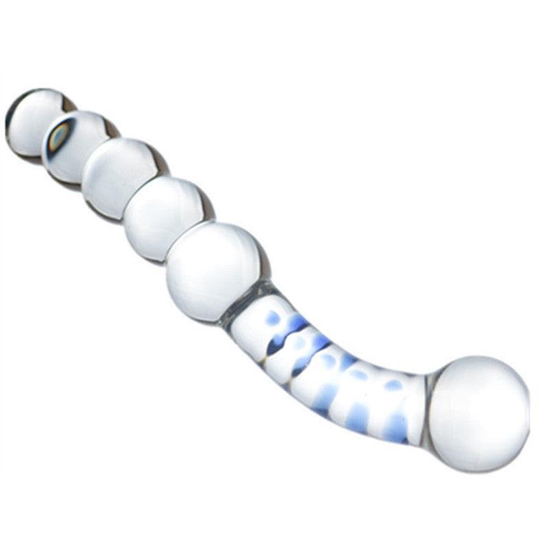 Beaded and Curved Glass Dildo for G-Spot and P-Spot Stimulation - Xoxomoving