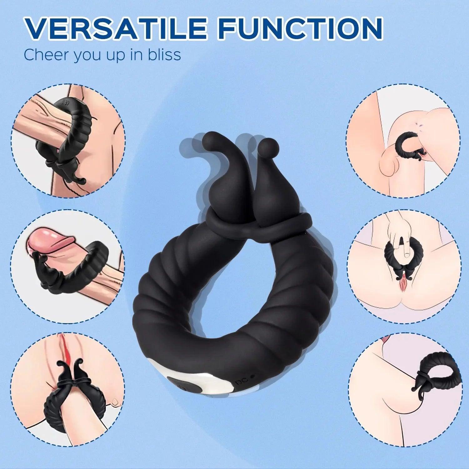 Bee-like Penis Clit Vibrator Adjustable Cock Ring | 10 Vibration Modes - Xoxomoving