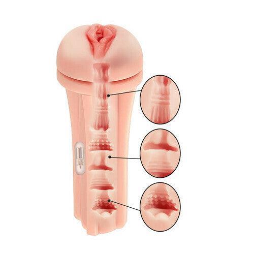 Xoxomoving 10 Vibrating Modes Masturbator Cup With 3D Realistic Textured Pocket Vagina Pussy - Xoxomoving