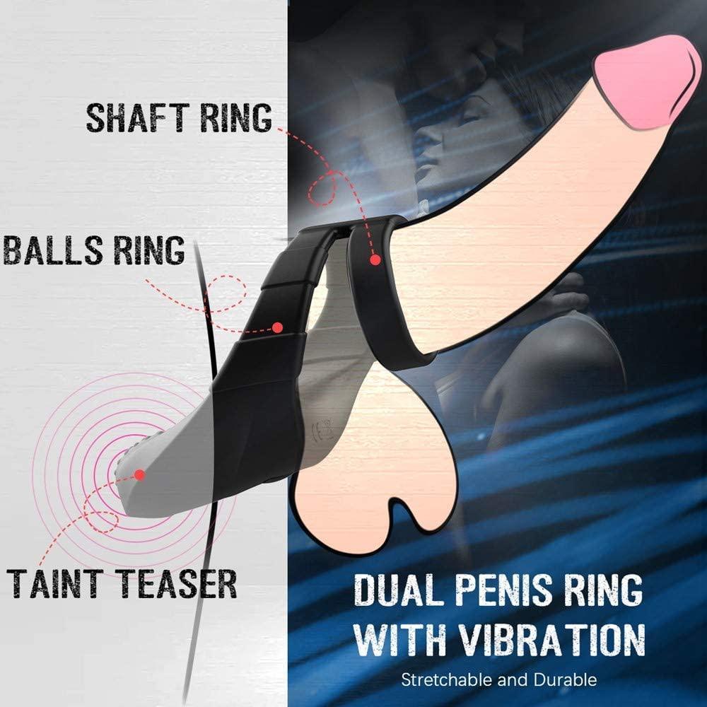 Xoxomoving 10 Vibration Modes Double Circles with Taint Teaser Penis Rings - Xoxomoving