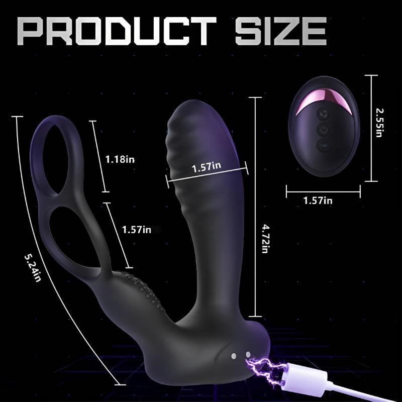 Xoxomoving 10 Vibrations Heating Function Remote Control Anal Plug with Dual Cock Rings - Xoxomoving