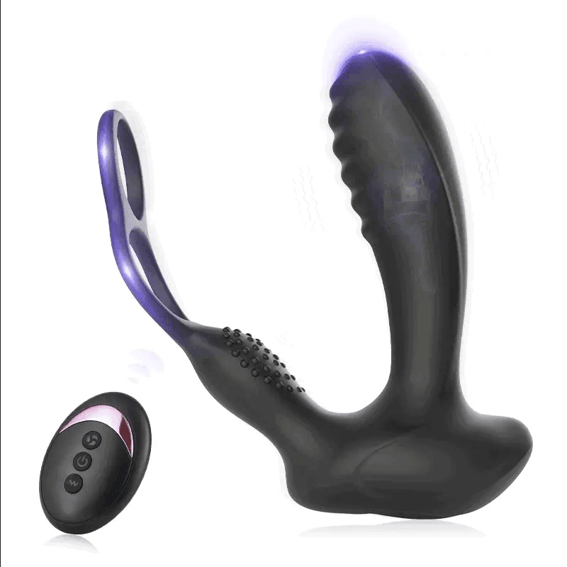 Xoxomoving 10 Vibrations Heating Function Remote Control Anal Plug with Dual Cock Rings - Xoxomoving