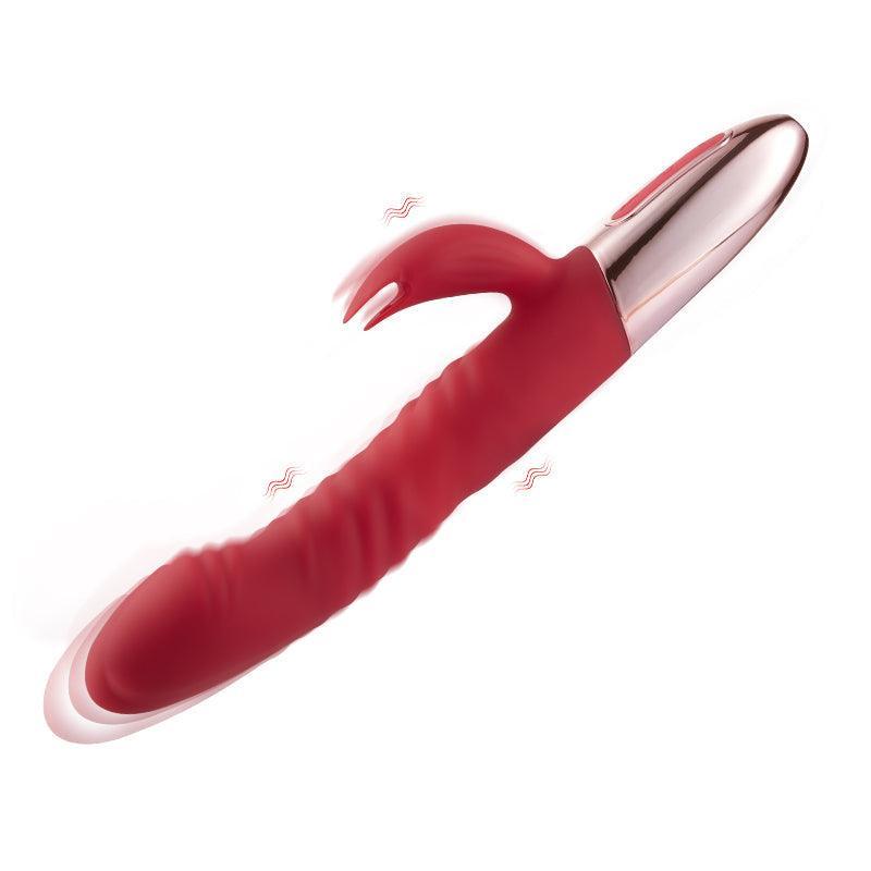 Xoxmoving 3-IN-1 Retractable Burgundy Heated Vibrator - Xoxomoving