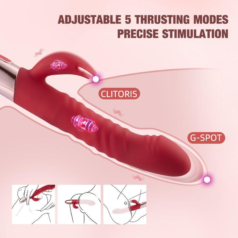 Xoxmoving 3-IN-1 Retractable Burgundy Heated Vibrator - Xoxomoving