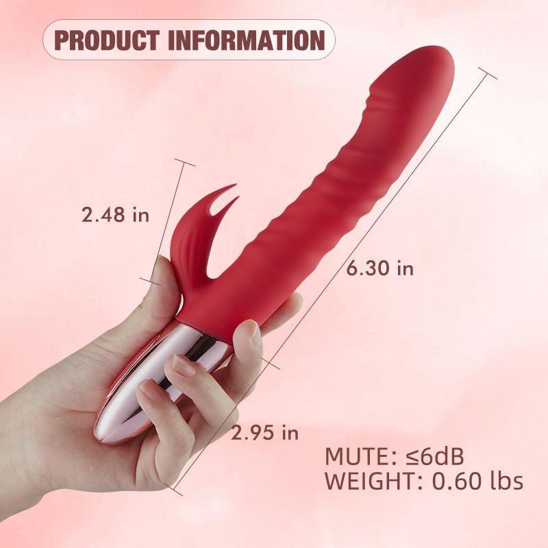 Xoxmoving 3-IN-1 Retractable Burgundy Heated Vibrator - Xoxomoving