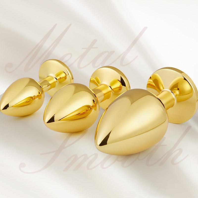 XoXomoving 3 Pieces Gold Jewelled Aluminium Butt Plug - Xoxomoving