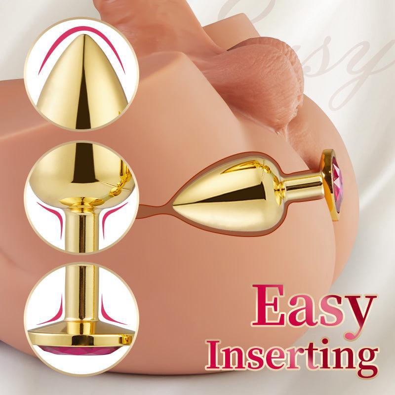 XoXomoving 3 Pieces Gold Jewelled Aluminium Butt Plug - Xoxomoving