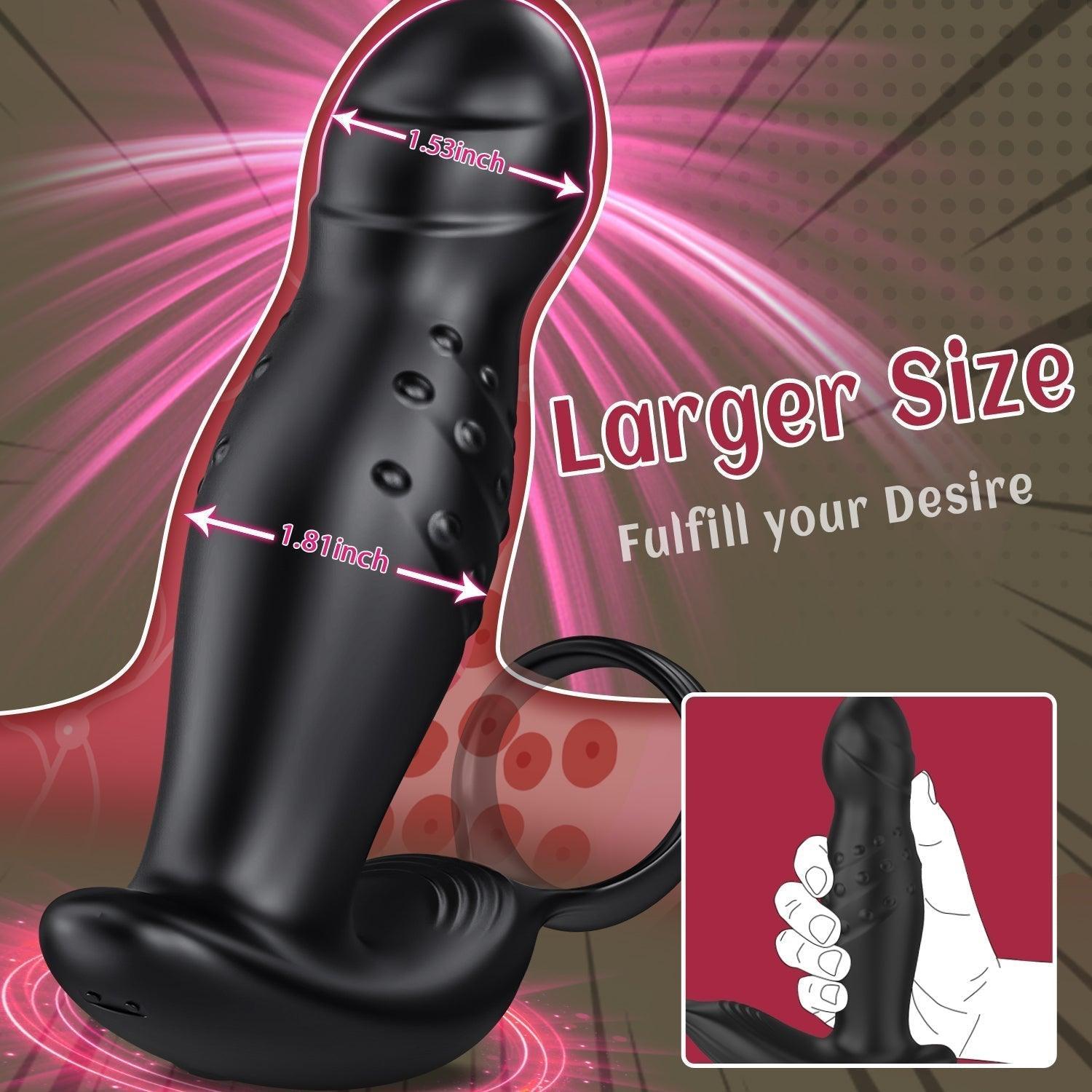 Xoxmoving 360° Rotating and Vibrating Anal Vibrator with Silicone Cock Ring - Xoxomoving