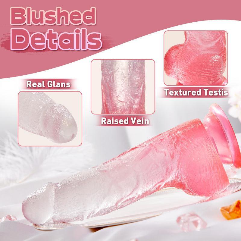 Xoxmoving Crystal Jelly Silicone Lifelike Dildo with Suction Cup 8.07 Inch - Xoxomoving