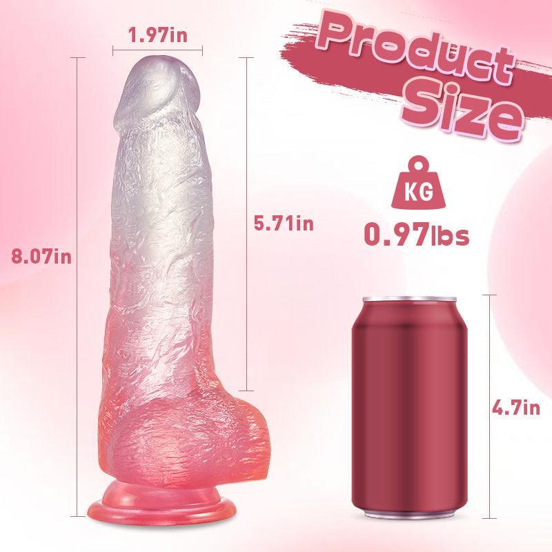 Xoxmoving Crystal Jelly Silicone Lifelike Dildo with Suction Cup 8.07 Inch - Xoxomoving