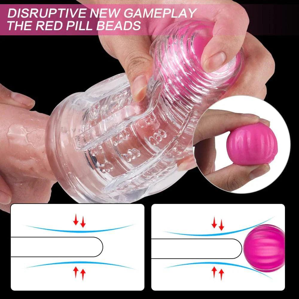 Xoxmoving Detachable Ball Vibrator & Pocket Pussy Stroker - Dual Function Male Toy - Xoxomoving