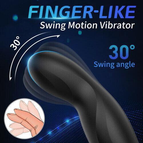 Xoxmoving Finger-like Wiggle 9 Swing Vibrating Prostate Massager with Double Cock Ring - Xoxomoving