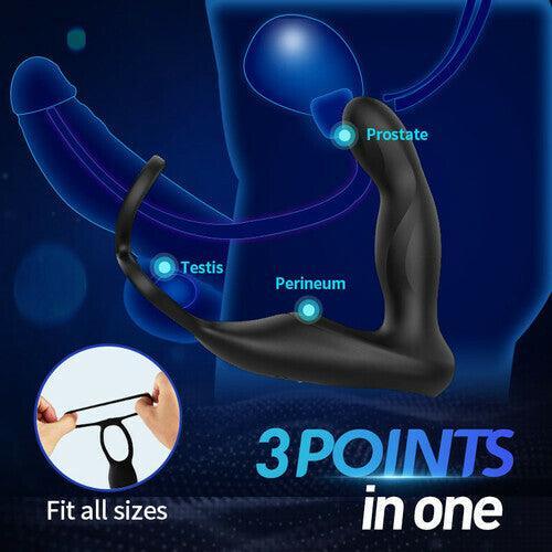 Xoxmoving Finger-like Wiggle 9 Swing Vibrating Prostate Massager with Double Cock Ring - Xoxomoving