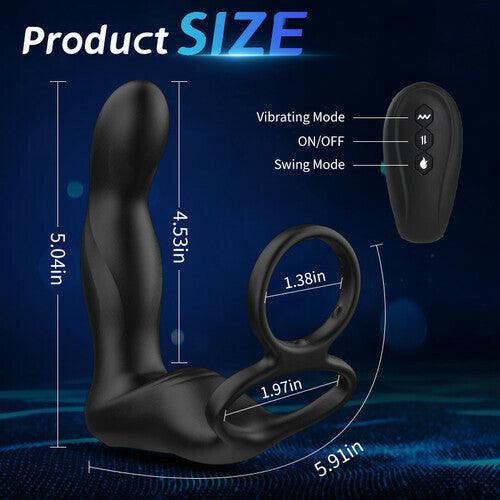 Xoxmoving Finger-like Wiggle 9 Swing Vibrating Prostate Massager with Double Cock Ring - Xoxomoving