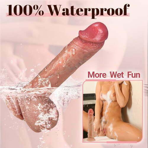 Xoxmoving IPX7 Waterproof 7 Thrusting Swinging 10 Vibrating Heating Lifelike Dildo 8.46 Inch - Xoxomoving