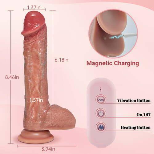 Xoxmoving IPX7 Waterproof 7 Thrusting Swinging 10 Vibrating Heating Lifelike Dildo 8.46 Inch - Xoxomoving