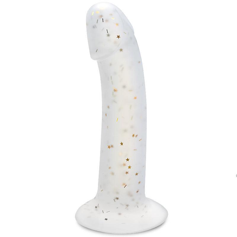 XoXomoving - Jelly Clear Star Glitter 6.29in Handheld Dildo - Xoxomoving