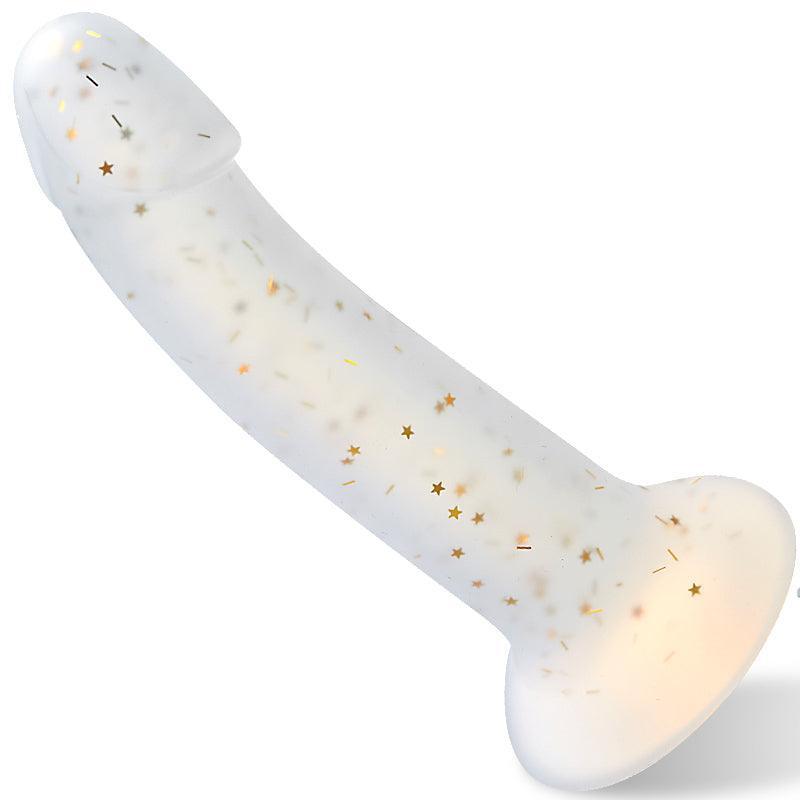 XoXomoving - Jelly Clear Star Glitter 6.29in Handheld Dildo - Xoxomoving