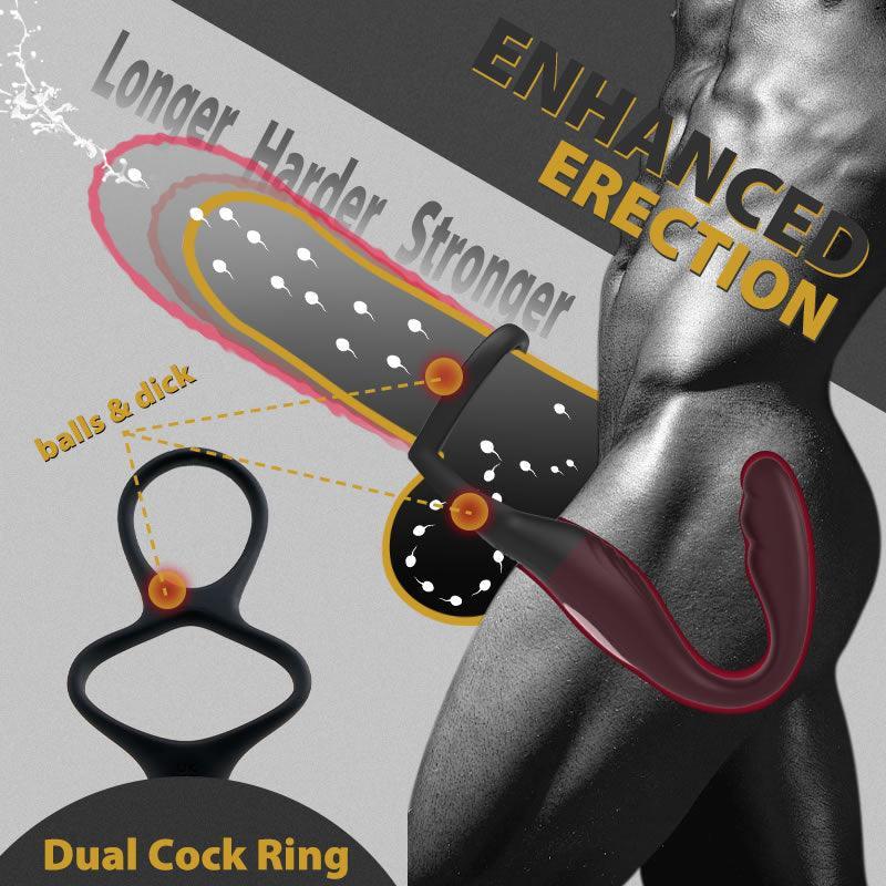 BGS Wearable Prostate Massager 10 Quiet Vibrations Dual Cock Ring - Xoxomoving