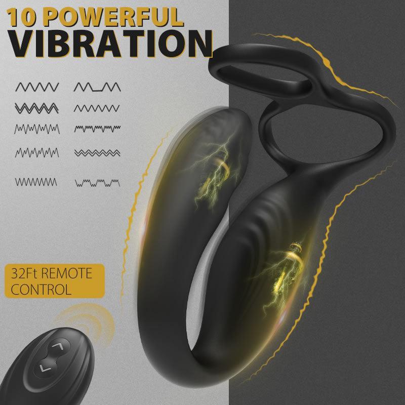 BGS Wearable Prostate Massager 10 Quiet Vibrations Dual Cock Ring - Xoxomoving