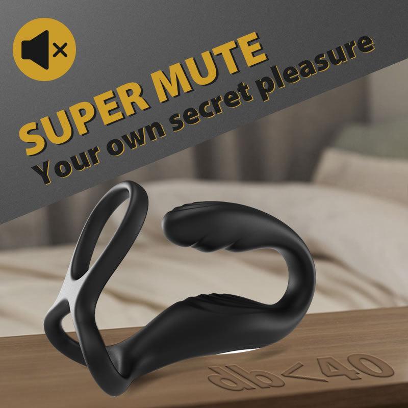 BGS Wearable Prostate Massager 10 Quiet Vibrations Dual Cock Ring - Xoxomoving