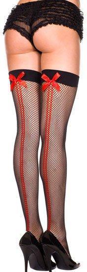 Black Fishnet Thigh Hi with Red Bows (OS) - Xoxomoving