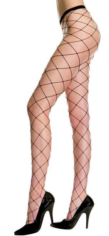 Black Seamless Big Diamond Net Pantyhose - One Size Available - Xoxomoving