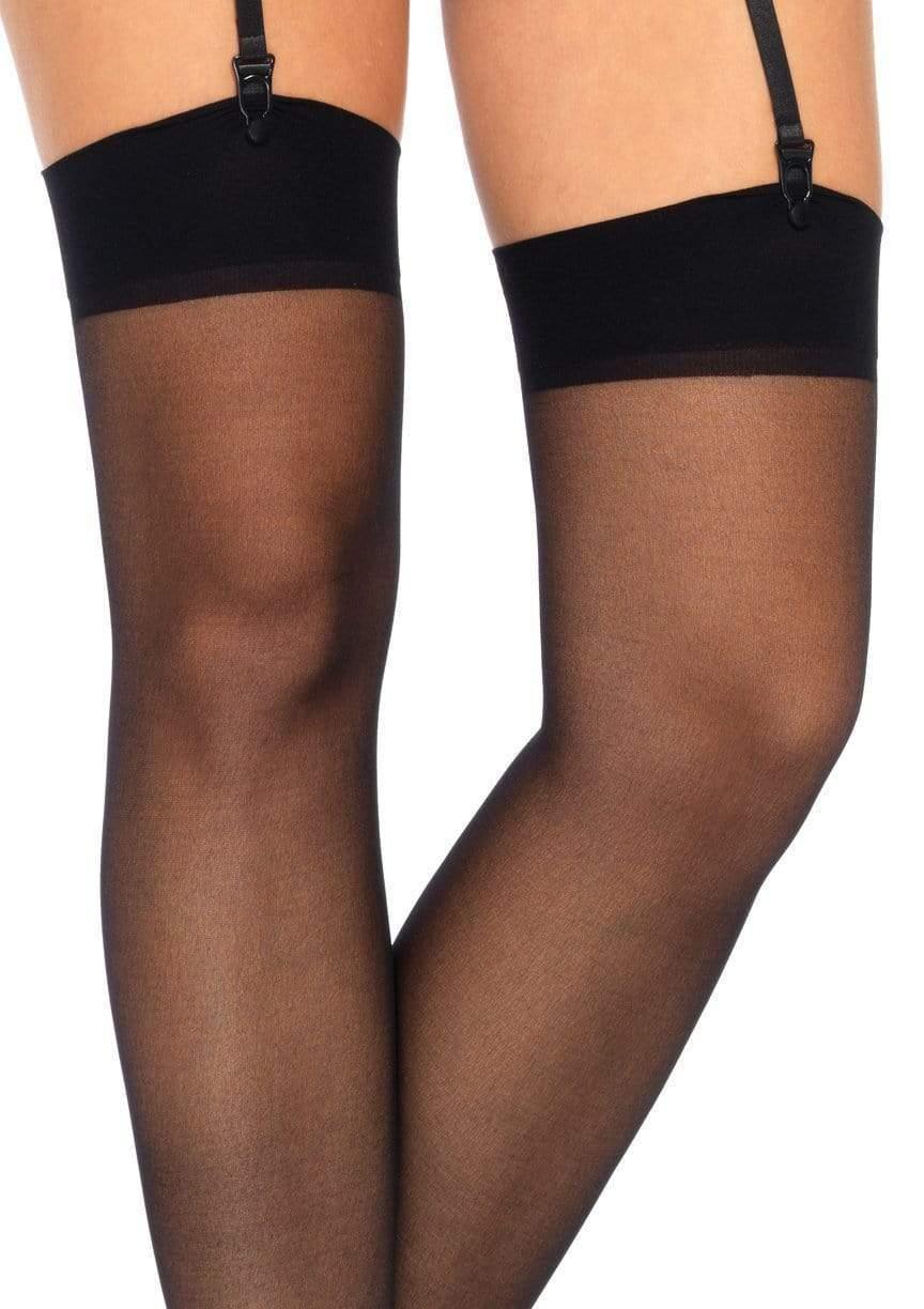 Black Sheer Thigh High Stockings - One Size and Queen Available - Xoxomoving