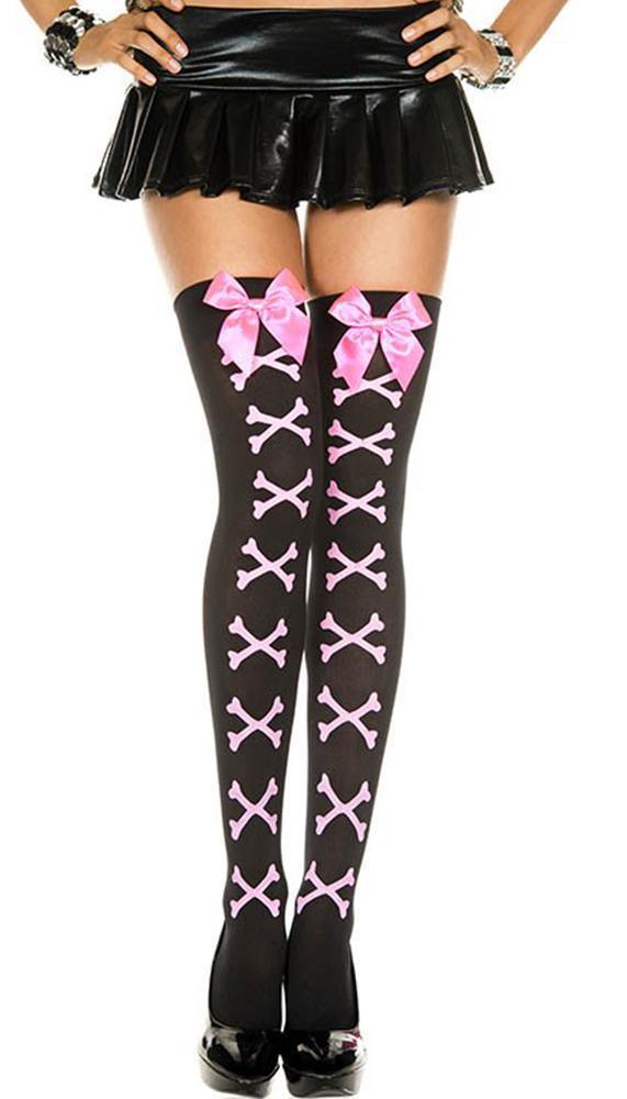 Black/Pink Cross Bone Stocking - Xoxomoving