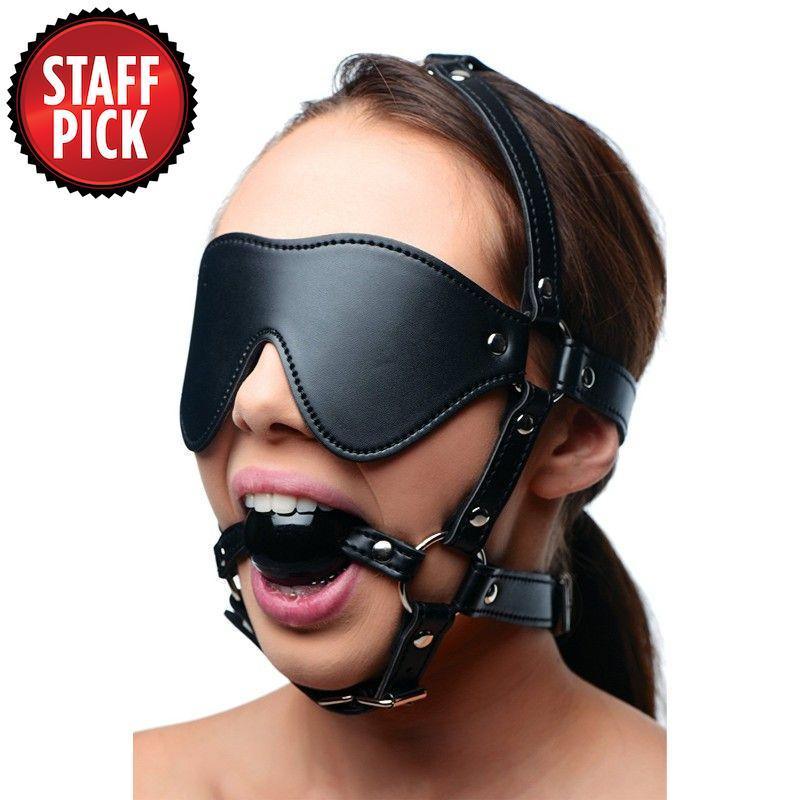 Blindfold Harness and Black Ball Gag - Xoxomoving