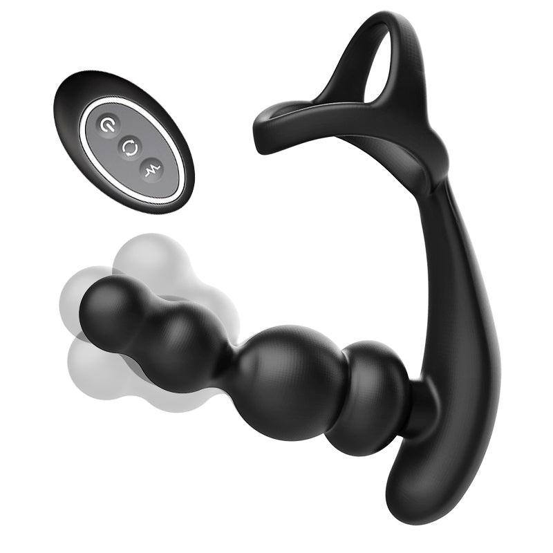 Bliss-Anal Beads 360° Rotating Head Prostate Massager with Upgraded Cock Ring - Xoxomoving