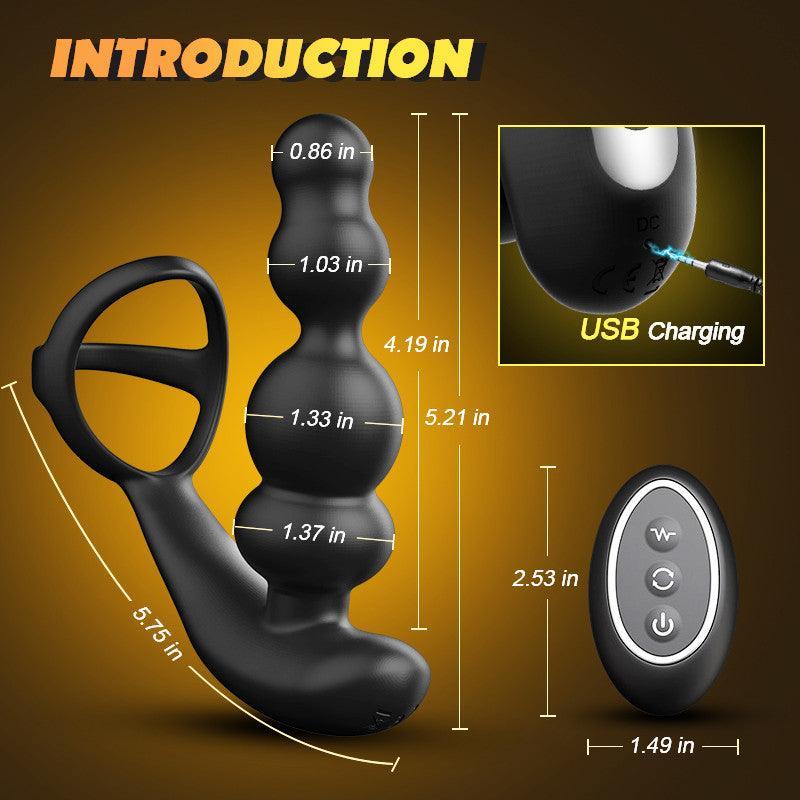 Bliss-Anal Beads 360° Rotating Head Prostate Massager with Upgraded Cock Ring - Xoxomoving