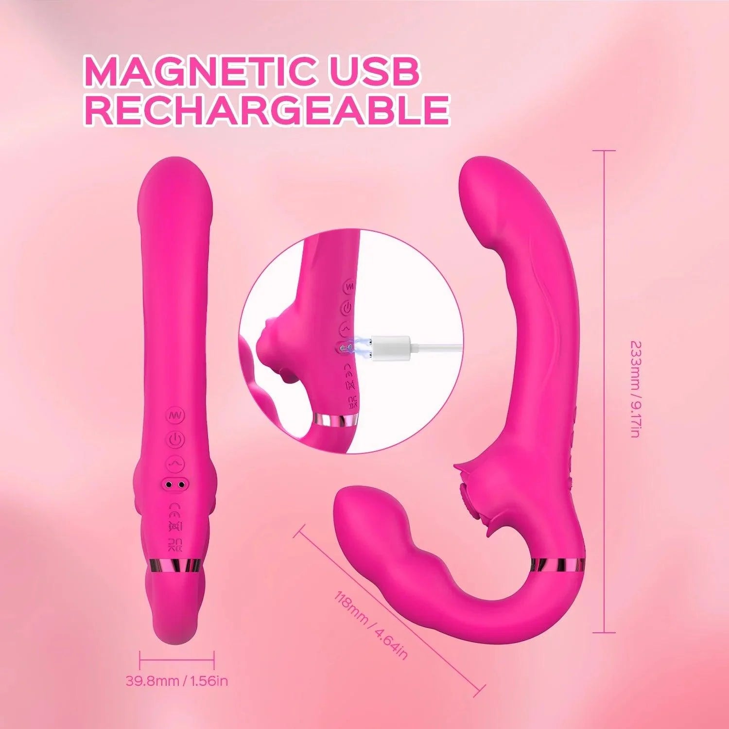 Bloom Strapless Strap-On Vibrator for Couples - Dual Stimulation & Hands-Free Pleasure - Xoxomoving