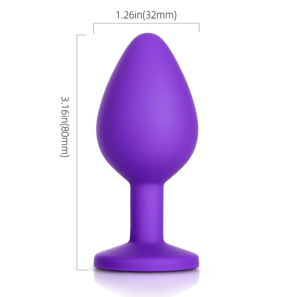 Blue Gem Purple Silicone Butt Plug - Xoxomoving