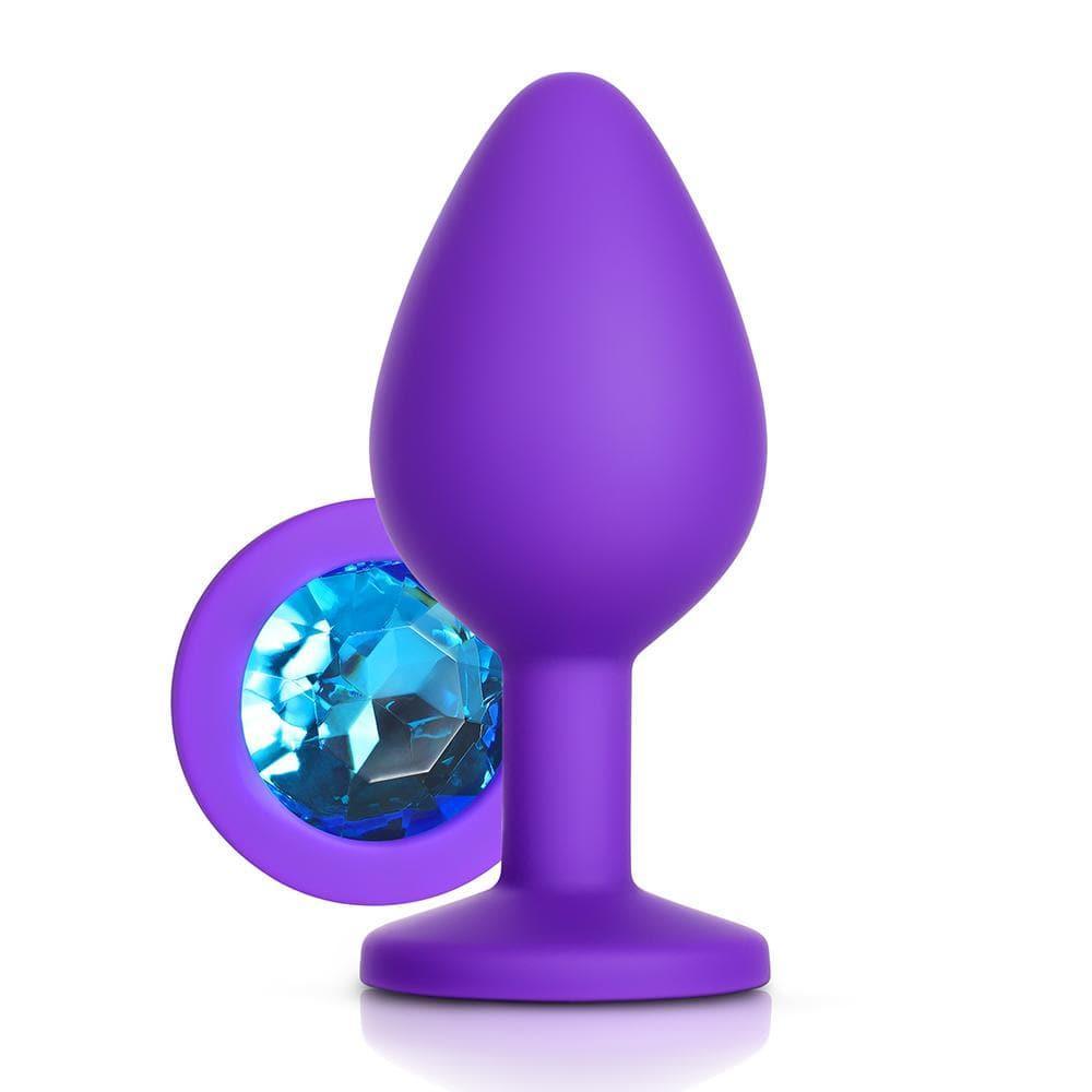 Blue Gem Purple Silicone Butt Plug - Xoxomoving