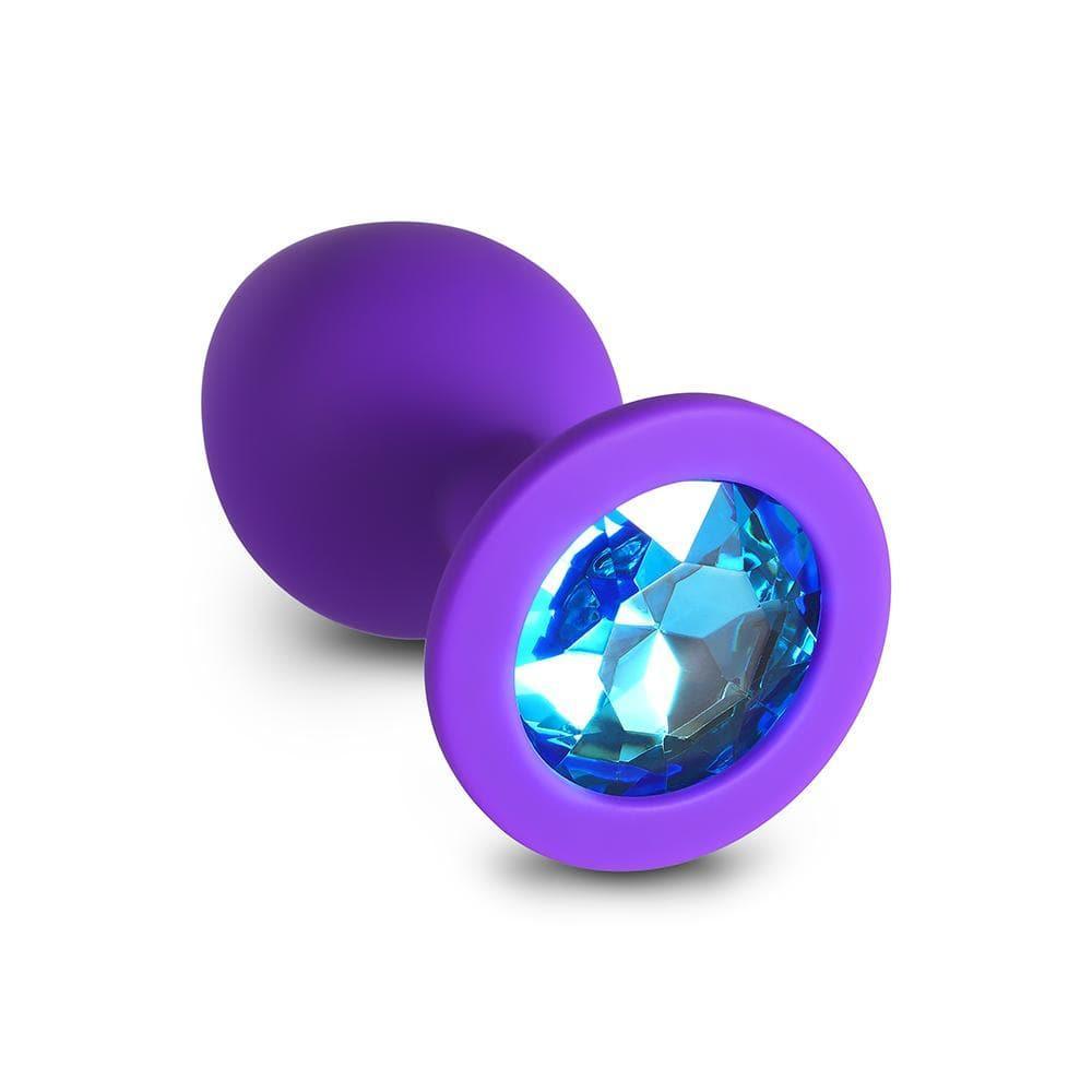 Blue Gem Purple Silicone Butt Plug - Xoxomoving